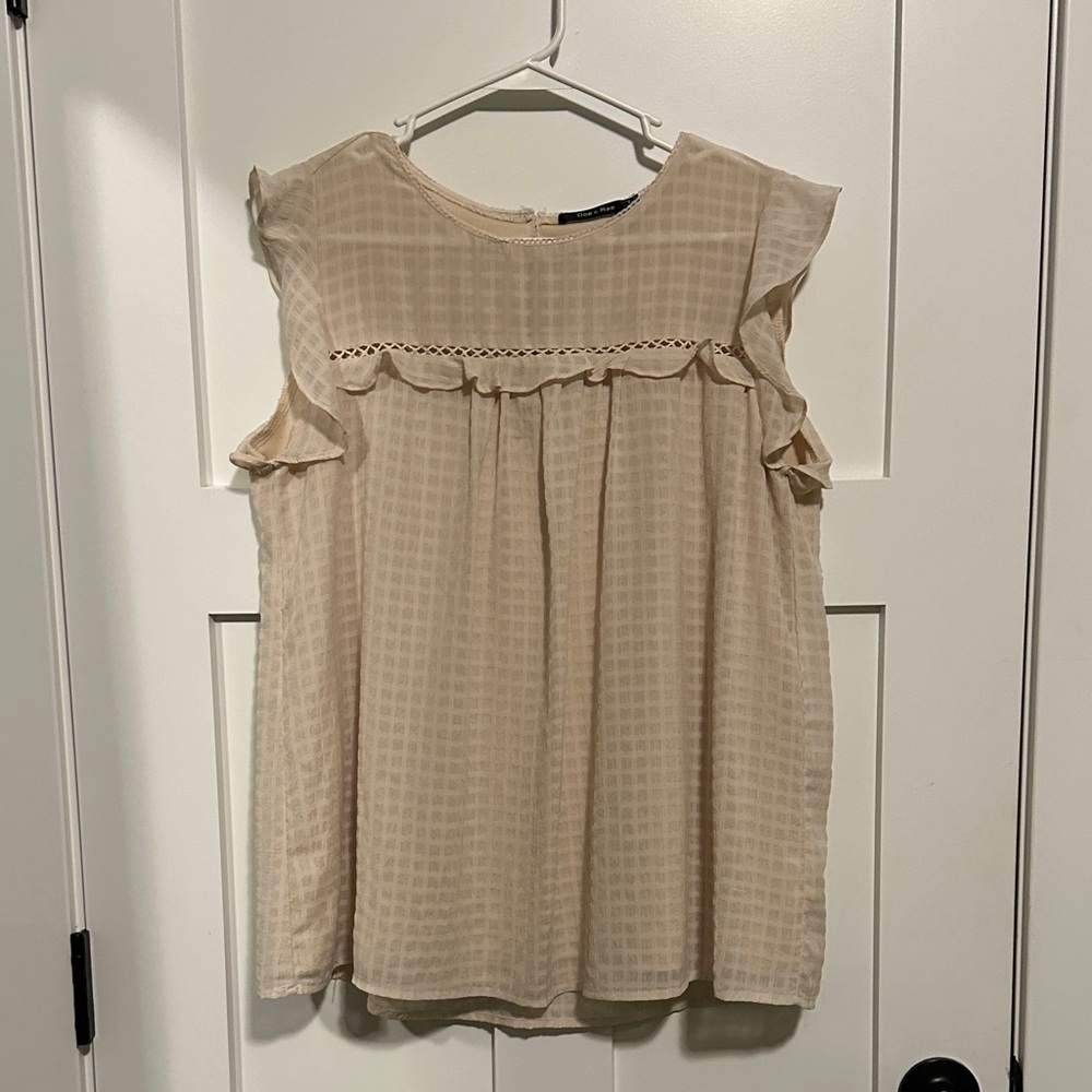 Women's Cream Ruffle Sleeve Top